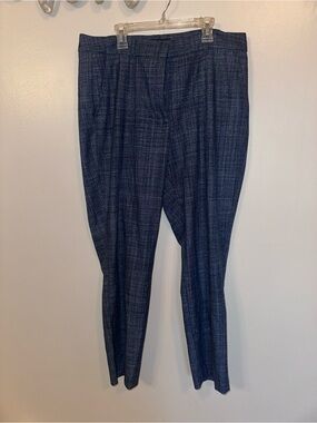 White House Black Market Women's Navy Blue Plaid Dress Pants